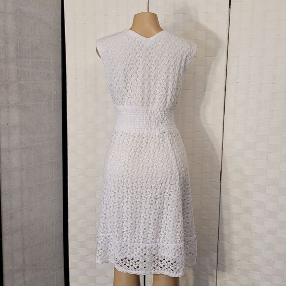 BRAND NEW RABBIT DESIGN LACE V-NECK CAP SLEEVE  ELASTIC WAISTLINES DRESS - Picture 8 of 15